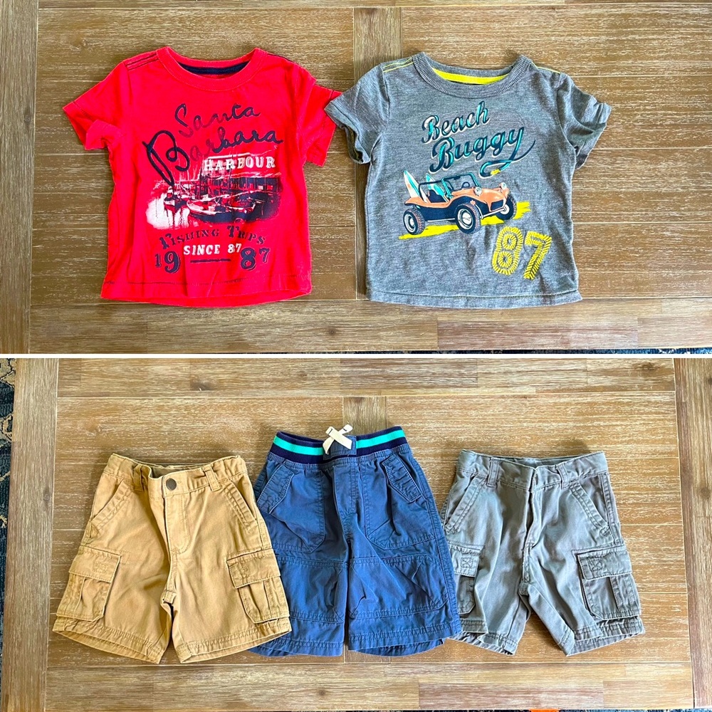 Lot of (5) Cherokee Toddler Boy 2T T-Shirts and Shorts